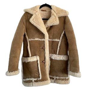 Vintage Schott NYC Sportswear Leather & Fur Coat, Sz 12, Made in USA